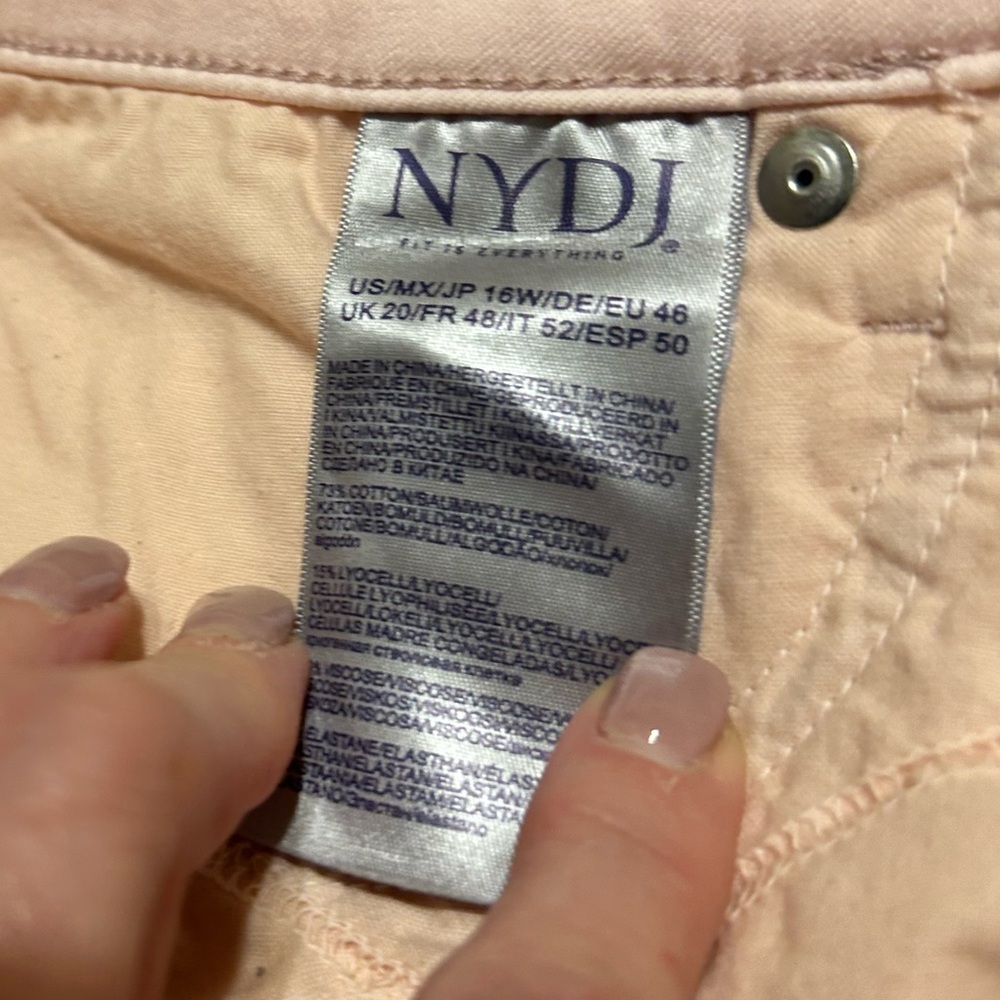 NYDJ Sheri Slim Pink jeans, Sz 16W, 73% Cotton, Inseam 25”, rough edge - Picture 7 of 7